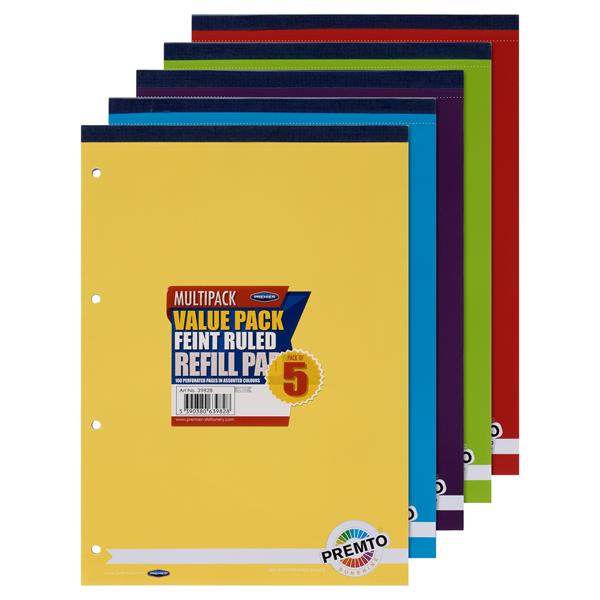 SALE-Premto Pkt.5 A4 160pg Refill Pad Top Bound - 5 Asst