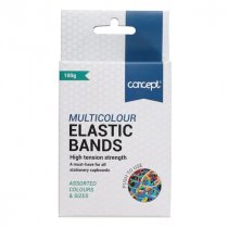 Concept 100g Box Elastic Bands Asst Sizes