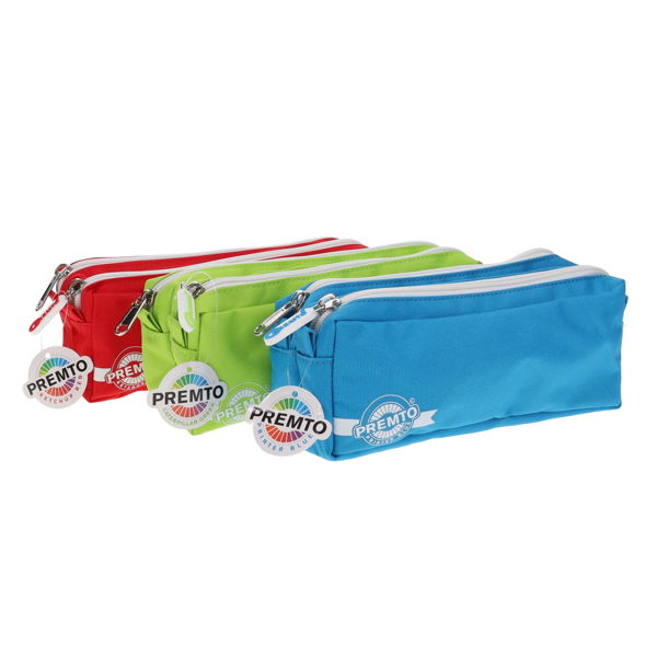 Premto 2 Pocket Pencil Case 3 Asst