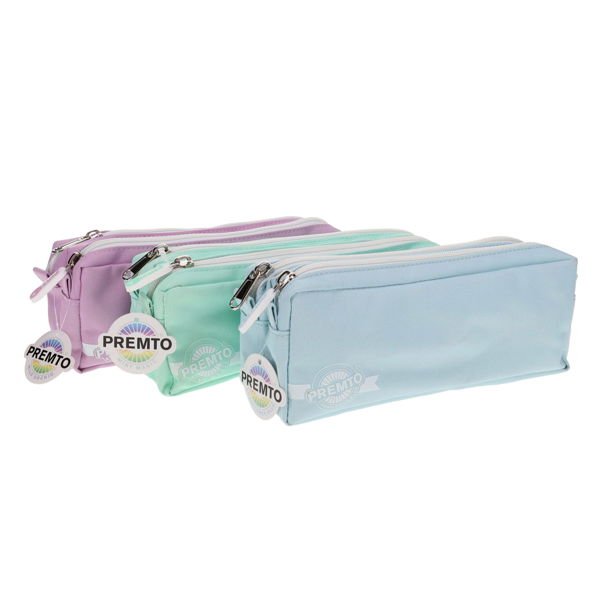 Pastel 2 Pocket Pencil Case 3 Asst