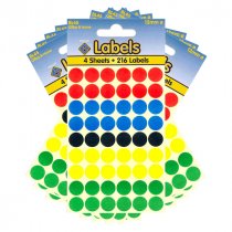 Assorted Coloured Dots 12mm Stickers