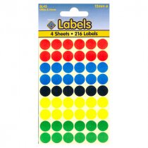 Assorted Coloured Dots 12mm Stickers