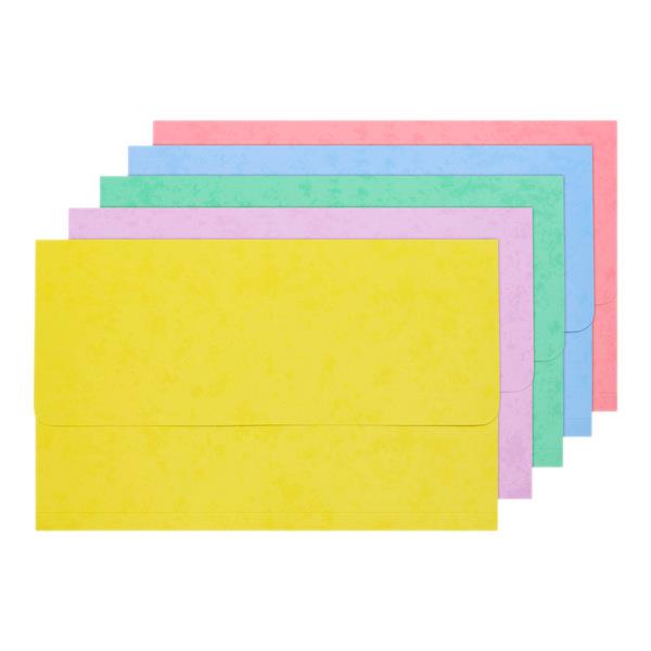 Premto Pastel Pkt.5 Extra Durable Cardboard Document Wallets - 5 Asst