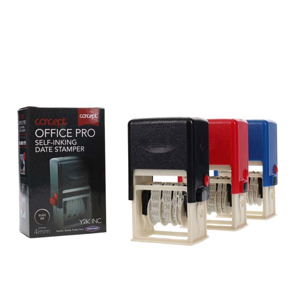 Concept Office Pro Self-Inking Date Stamper 3 Asst