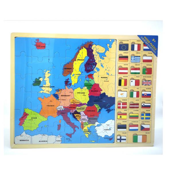 Europe map wooden puzzle incl. flags