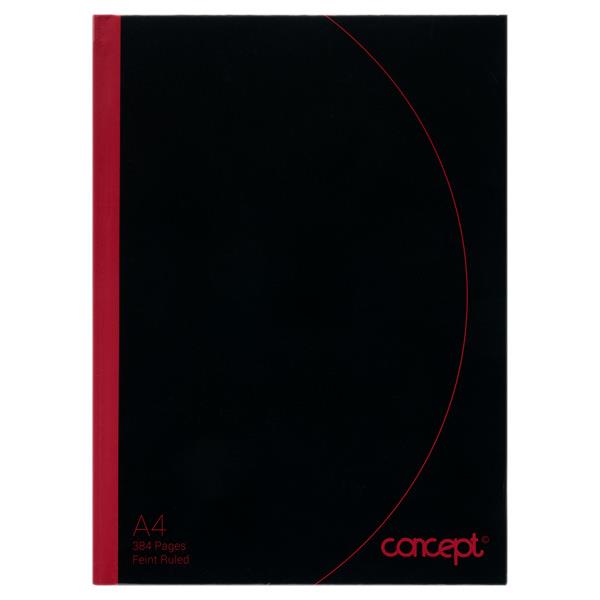 CONCEPT A4 384 pg Hardcover Notebook Black & Red