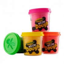 World of Colour 4x140g Pots Play Dough With Mould Lid - Neon