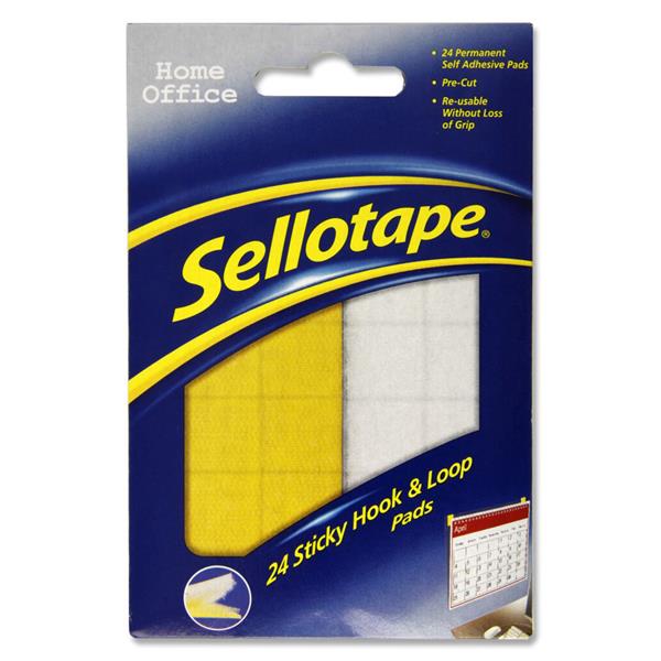 Sellotape 24 Sticky Hook & Loop Pads