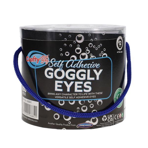 Crafty Bitz Tub 800 Self Adhesive Goggly Eyes - 12Mm