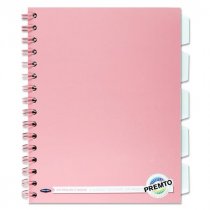 Premto Pastel A5 200pg 5 Subject Wiro Notebook - 4 Asst