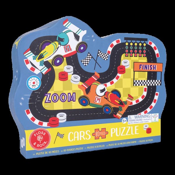 Floss & Rock 80 Piece Shaped Jigsaw in Shaped Box - Cars