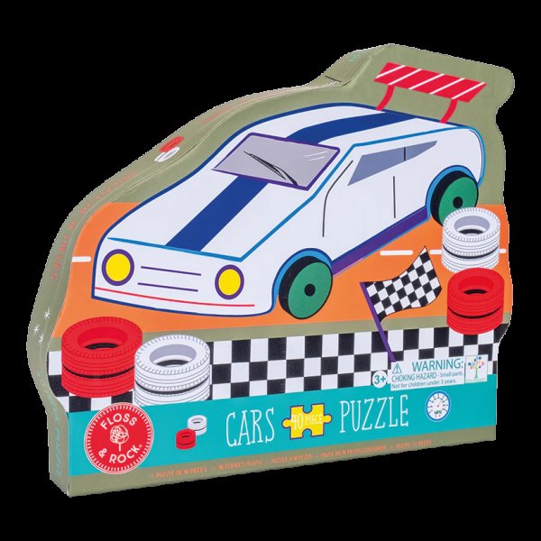 Floss & Rock 40 Piece Shaped Jigsaw in Shaped Box - Cars