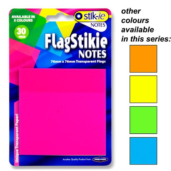 Stik-ie30Pce Flag Stikie Notes - 76Mm X 76Mm 5 Asst