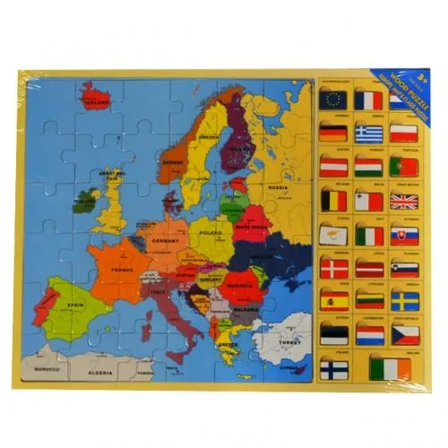 Europe Map and Flags Puzzle-Wooden