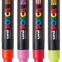 POSCA PC-5M Fluorescent Colours Medium Bullet Tip x4