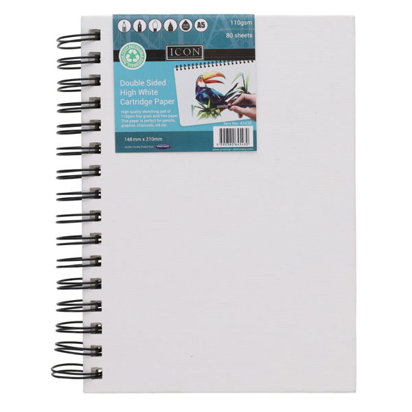 Icon A5 110gsm Spiral Sketch Pad - 80 Sheets