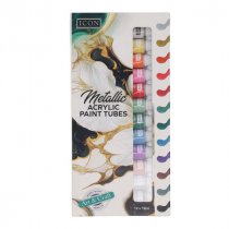 Icon Pkt.12 12ml Metallic Acrylic Paint Tubes