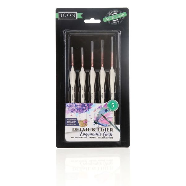 Icon Pk.5 Fine Detail Brushes With Ergonomic Grip