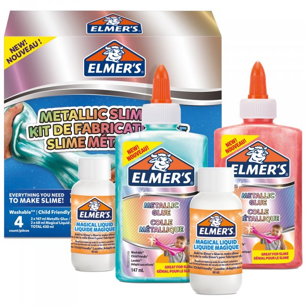 Elmer’s Metallic Slime Kit with Metallic PVA Glue - 4 Piece Set