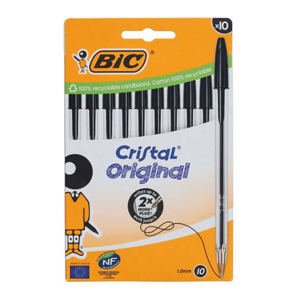 BIC Pkt.10 Cristal Ballpoint Pen - Black