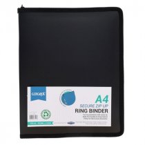 Concept A4 Secure Zip Up Ring Binder - 3 Asst