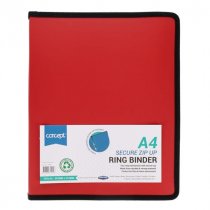 Concept A4 Secure Zip Up Ring Binder - 3 Asst