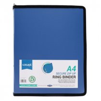 Concept A4 Secure Zip Up Ring Binder - 3 Asst