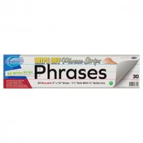 Clever Kidz Pkt.30 Wipe-Off Phrase Strips 3″X12″ - White