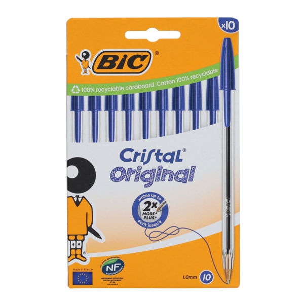 BIC Pkt.10 Cristal Ballpoint Pen - Blue