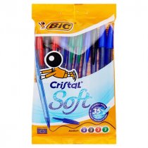 BIC Pkt.10 Cristal Soft Touch Ballpoint Pens - Asst