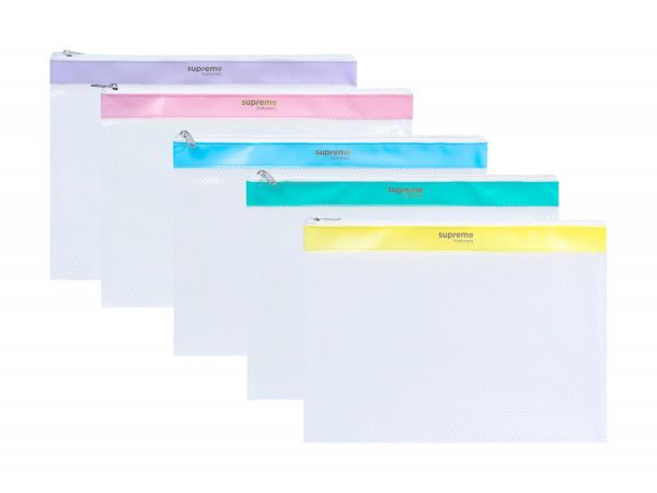 A4+ MESH PASTEL ZIP FOLDER 5PK