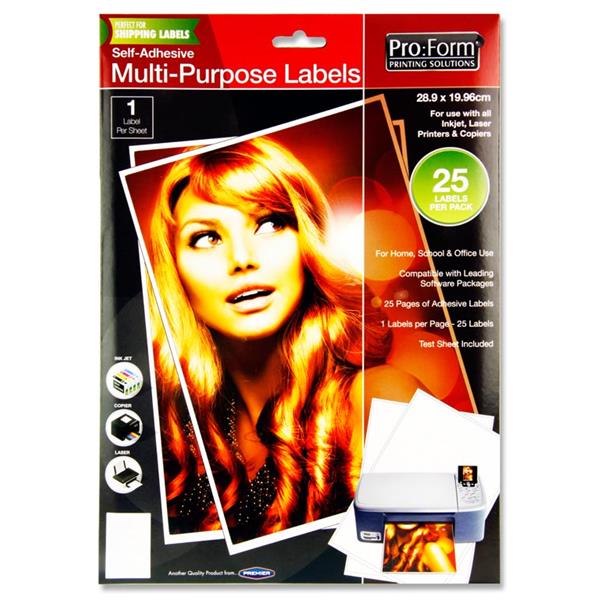 25 Sheets - 1 Label 199x289mm