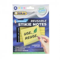 Stik.ie Pkt.6 Reusable Stikie Notes 4″x4″ - 3 Asst