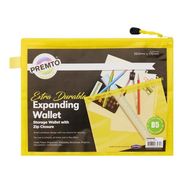 Premto * Pastel B5 Extra Durable Expanding Mesh Wallet - Primrose