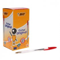 BIC Box 50 Cristal Original Ballpoint Pens - Red