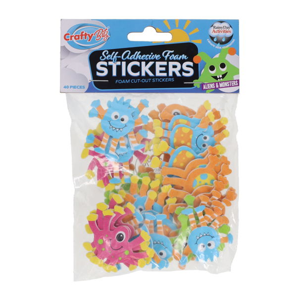 Crafty Bitz Pkt.40 Self-Adhesive Foam Stickers - Aliens & Monsters