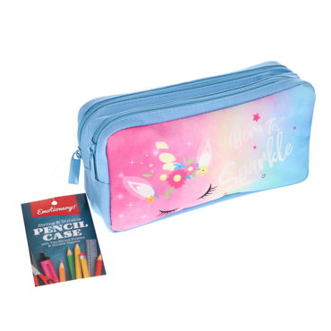 2 Pocket Pencil Case - Unicorn Born To Sparkle
