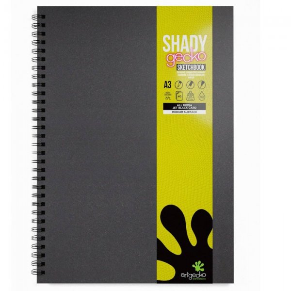 Artgecko Shady Sketchbook A3 Portrait 80p/40s 200 GSM Black