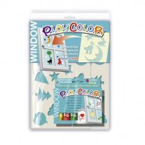 PLAYCOLOUR- CHISTMAS WINDOW STENCIL SET AND WINDOW PAINT STICKS