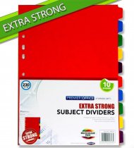 PREMIER OFFICE 230gsm EXTRA STRONG SUBJECT DIVIDERS - 10 PART