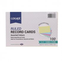 PREMIER OFFICE PKT.100 6″x4″ RULED RECORD CARDS - COLOUR