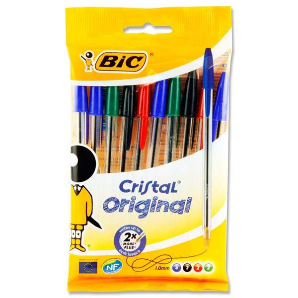 BIC PKT.10 CRISTAL BALLPOINT PENS - ORIGINAL