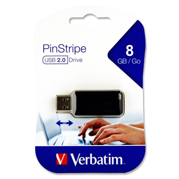 VERBATIM PINSTRIPE USB DRIVE - 8gb