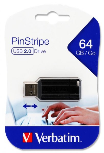 VERBATIM PINSTRIPE USB DRIVE - 64gb