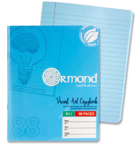 ORMOND 88pg A11 VISUAL MEMORY AID DURABLE COVER COPY BOOK - BLUE