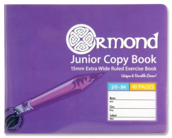 ORMOND 40pg J10 B4 DURABLE COVER JUNIOR COPY BOOK