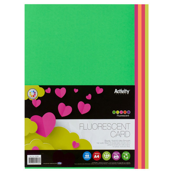 PREMIER A4 160gsm ACTIVITY CARD 40 SHEETS - FLUORESCENT