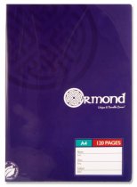 ORMOND A4 120pg MANUSCRIPT BOOK DURABLE COVER BOLD 3 ASST.