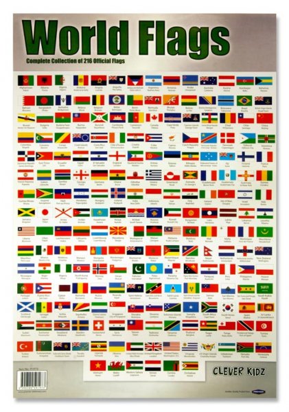 CLEVER KIDZ WALL CHART - WORLD FLAGS & CAPITALS