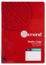 ORMOND A4 120pg DURABLE COVER MATHS COPY BOOK